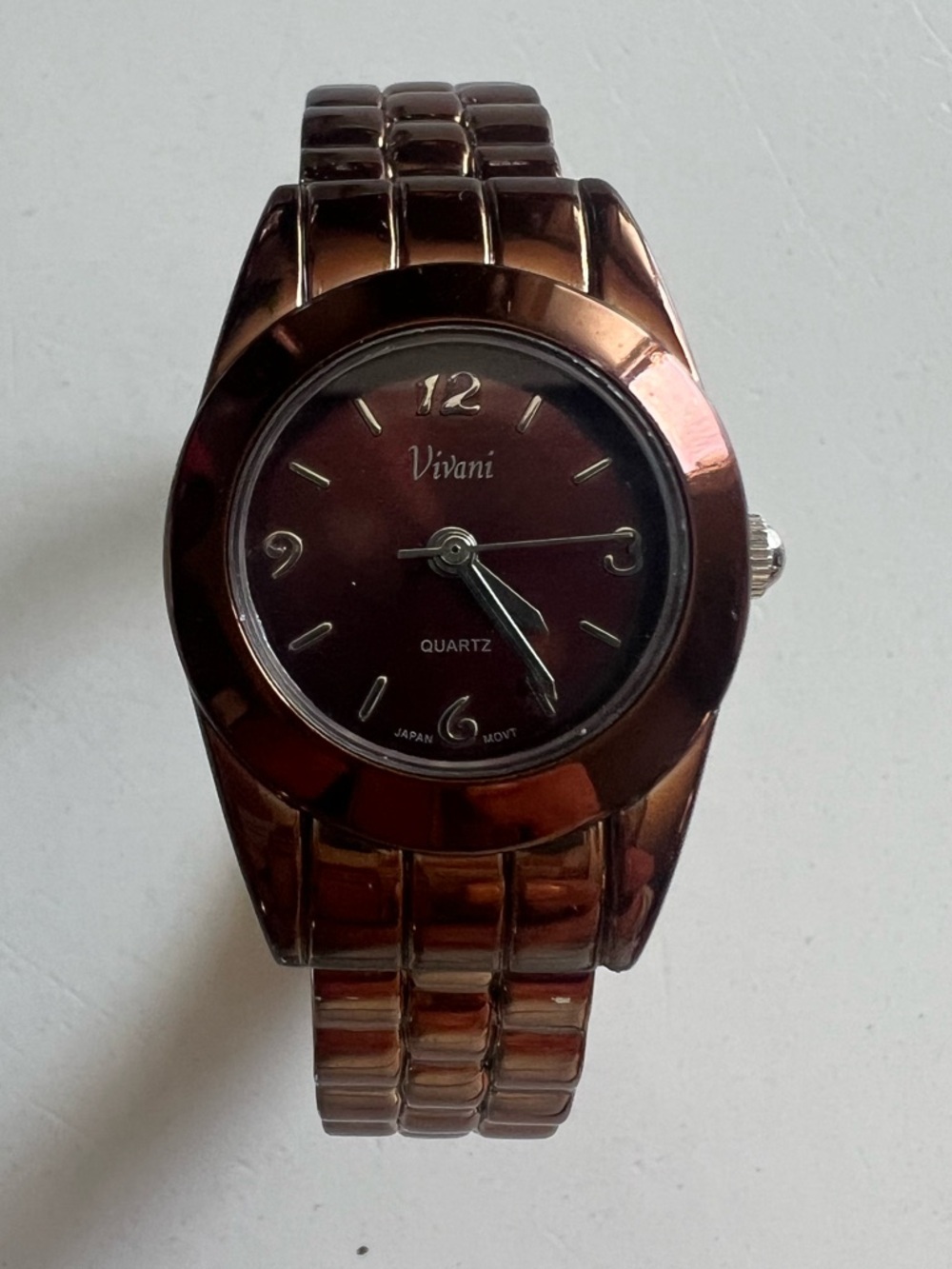 Retro Vivani Brown Metallic Bracelet Cuff Watch